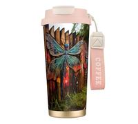 XTYGETY Dragonfly Fence Print Stainless Steel Travel Mug Insulated Coffee Tumbler Insulated Cup for Hot & Cold Drinks