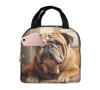 XTYGETY English Bulldogs Print Reusable Lunch Box Lunch Tote Bags Insulated Lunch Bag for Work Outdoor Adventures