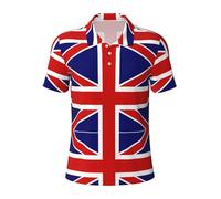 XTYGETY English Flag Print Golf Shirts Men's Casual Polo Shirts Short Sleeve Shirt Quick Dry Everyday Formal Wear Black