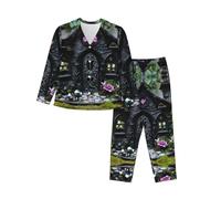 XTYGETY Gothic Fairy Garden02 Print Long Sleeve Long Pants Pajamas For Women Women'S Pajama Sets 2-Piece Cozy Lounge Sets Black