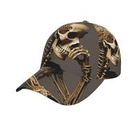 XTYGETY Interesting Skeleton Print Baseball Cap for Men Sun Peak Hat Breathable Personalized Adjustable Trucker Caps Casual Black