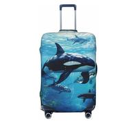 XTYGETY Killer Whales Swim Along Print Luggage Cover Suitcase Covers Protector Wrap Fits 18-32 Inch Suitcases Travel Essentials