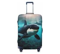 XTYGETY Killer Whales Swim Along Print Luggage Cover Suitcase Covers Protector Wrap Fits 18-32 Inch Suitcases Travel Essentials
