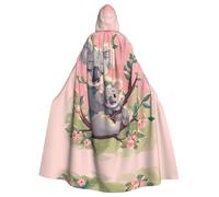 XTYGETY Koala Bear Print Unisex Cape Halloween Hooded Cloak Robe Grim Reaper Wizard Scary Cosplay Costume