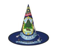 XTYGETY Maine State Flag Print Adults Halloween Costume Accessory Witch Hat Witches Hat For Party Carnivals Role-Playing