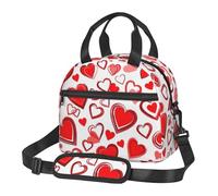 XTYGETY Romantic Reds Heart Print Reusable Lunch Bag Insulated Lunch Box for Women Men Picnics Work Large Capacity Lunchbox
