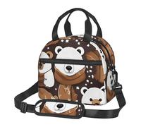 XTYGETY White Bear Brown Bear Print Reusable Lunch Bag Insulated Lunch Box for Women Men Picnics Work Large Capacity Lunchbox