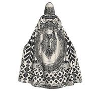 XTYGETY Wolf Motifs Construct01 Print Unisex Cape Halloween Hooded Cloak Robe Grim Reaper Wizard Scary Cosplay Costume