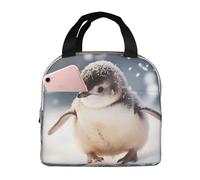XTYGETY Young Penguin Print Reusable Lunch Box Lunch Tote Bags Insulated Lunch Bag for Work Outdoor Adventures