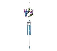 XTYPE Iron wind chimes Kingfisher glass painted handicraft wind chimes tube pendant garden balcony creative gift decoration wind chimes for outside clearance (Size : Blue)