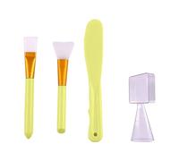Xuamaea 4 Piece Face Mask Brush Set - Silicone Facial Mask Application Tools with Mixing Spoon (Yellow)