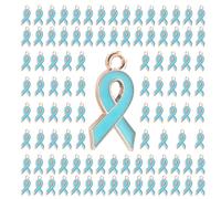 Xuancai 100Pcs Lightweight Ribbon Charm Awareness Ribbon Pendant Jewelry Making Charm Beads Hope Pendant Heart Shaped Embellishments Components For Jewelry Making