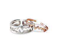 Xuancai 2 Pcs Fashion Couple Promise Simple Heartbeat Open Adjustable Finger Statement Jewelry For Him And Her Simple Heartbeat Couple Rings