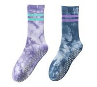 Xuancai Anti-Slip Tie-Dye Sport Socks 2 Pair, Cotton Blend for Dance Studio, Fitness Training & Home Care, Women's Footwear Stretchy Dance Socks