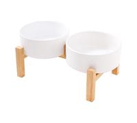 Xuancai Ceramic Elevated Pet Feeders Bowl Set With Wood Stand Design Watering Feeding Dish Large Capacity For Joint Health Elevated Ceramic Dog Bowl Set With Wood Stand