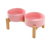 Xuancai Ceramic Elevated Pet Feeders Bowl Set With Wood Stand Design Watering Feeding Dish Large Capacity For Joint Health Elevated Ceramic Dog Bowl Set With Wood Stand
