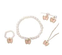 Xuancai Elegant Imitation Pearls Jewelry Stylish Butterfly Pendant Imitation Pearls Beaded Jewelry Set For Little Ladies