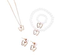 Xuancai Elegant Imitation Pearls Jewelry Stylish Butterfly Pendant Imitation Pearls Beaded Jewelry Set For Little Ladies