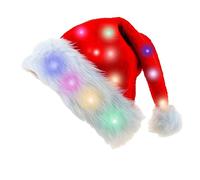 Xuancai LED Christmas Hat Light Up Unisex Plush Beanie Holiday With White Brim Party Props Christmas Decorations Indoor Outdoor For Home