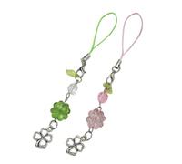 Xuancai Luck Clovers Beaded Phone Charm Versatile Luck Clovers Phone Chain Acrylics Alloy Bead Decors For Bags & Wallets Beaded Lanyard