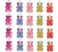Xuancai Pack Of 20 Colorful Cartoon Bear Pendants Mixed Heart Star Charm For Creative Keychains And Fashion Accessories