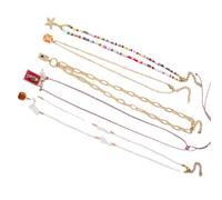 Xuancai Pack Of 5 Multipurpose Handwoven Clavicle Chains Irregular Sea Star Bead Necklaces Vocation Jewelry Gifts Festival Party Jewelry Accessories