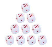 Xuancai Rounds Corner Six Sided Dices Bulk, Pack of 10 White Color 25mm Acrylic Dices Cubes Set Loves Heart Dots for Party Use Math Teaching Educational Dices Toy