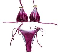 Xuancai Stylish Two Piece Swimsuit for Women Trend Tie Dyeing Tankini Set Adjustable Tied Quick Dry Nylon Split Beachwear Tie Dyeing Swimsuit Women