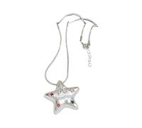 Xuancai Unique Five Point Star Pendant Neckchain Dopamine Zircon Alloy Necklace Long Chain for Casual Outfits and Gifts Star Necklace for Daily Wear