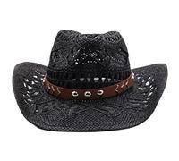 Xuancai Vacation Cowboy Hat Adornment Straw Hat Beach Panama For Club Carnivals Music Festival Cool Disco Party Straw