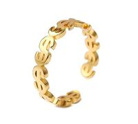Xuancai Women Vintage Hollow Lucky Coin Money Catcher Rings Stainless Steel Link Rings Aesthetic Jewelry Stainless Steel