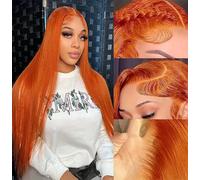 XUANCAILE Ginger Lace Front Human Hair Wigs Texture:Human Hair Lace Front Wigs HD Lace Front Wigs 13x4 Large Space:1 x Full Front Wig