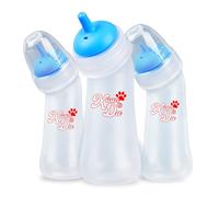 Xuanda Pet Feeding Bottle,3 Pack Wide Mouth Angled Nursing Bottle, 3 Sizes Nipples with Ventilation Valve Resistant Tearing Perfect for Puppies, Kittens, Small Wildlife（Blue）