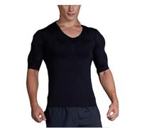 XUANFXPJ False Chest Muscle T-Shirt Seamless False Muscle Chest Basy Layer Shoulder Padded T-Shirt for Men Breathable Underwear(Black,L)