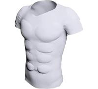 XUANFXPJ Men Shaper False Muscle Chest T-Shirt, Breathable Shoulders Padded Invisible Compression Undershirt for Party(White,XL)