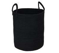 XUANGUO Black Cotton Rope Laundry Basket Hamper for Clothes Woven Storage Basket for Living Room Bedroom Boho Tall Rope Baskets for Blanket Toys Pillow Towels Baby Nursery Hamper Bin Large