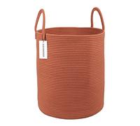 XUANGUO Cotton Rope Laundry Basket Hamper for Clothes Woven Storage Basket for Living Room Bedroom Boho Tall Rope Baskets for Blanket Toys Pillow Towels Baby Nursery Hamper Bin Large rust red