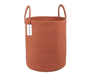 XUANGUO Cotton Rope Laundry Basket Hamper for Clothes Woven Storage Basket for Living Room Bedroom Boho Tall Rope Baskets for Blanket Toys Pillow Towels Baby Nursery Hamper Bin Large rust red