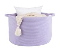 XUANGUO Large Cotton Rope Basket Blankets Basket Living Room 22"x12" Toy Basket for Kids and Dogs Rope Storage Basket for Nursery Woven Laundry Basket for Clothes Towels Baby Toy Storage purple