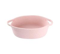 XUANGUO Small Woven Basket Cute Oval Cotton Rope Gifts Basket with Handle Empty Baby Wicker Storage Basket nursery Box Bin kids organizer Cat Dog toy basket Easter Basket light pink
