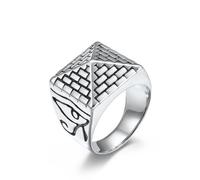 xuanhang Mens Stainless Steel Ring Eye of Horus Egyptian Pyramid Rings for Men Women Silver Egyptian Pharaoh Signet Ring Biker Band Jewelry for Men Punk Motorcycle Ring
