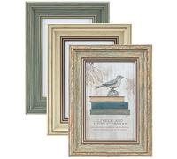 XUANLUO 3 Pack 4x6 Inch Picture Frames Farmhouse Rustic Vintage Distressed Wood Grain Photo Frame with HD plastic cover for Table Top Display and Wall Hanging