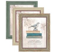 XUANLUO 3 Pack 8x10 Inch Picture Frames Farmhouse Rustic Vintage Distressed Wood Grain Photo Frame with HD plastic cover for Table Top Display and Wall Hanging