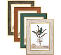 XUANLUO 5x7 inch Picture Frames Set of 4 Modern Style Frame with High Definition Tempered Glass Colorful Frames with Mat fit 4 by 6 Photo for Wall Mount and Tabletop Display Family Wedding Gift
