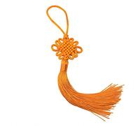 XuanMax 10pcs Handmade Silky Floss Chinese Tassel with Satin Silk Made Chinese Knots Pendant Gift for Home Office Door Decor and Car Handing Decoration DIY Craft for Wealth and Good Fortune - Orange
