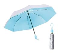 XuanMax Portable Folding Travel Umbrella with Silver Titanium Gel Coating 8 Ribs Auto Open/Close Windproof Anti-UV Sun/Rain Umbrella Compact Light Automatic for Men Women Adults Kids - Blue