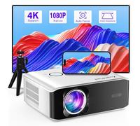 XuanPad Mini Projector, 2026 Upgraded Black White Smart Projector 4K Support, Auto Focus, WiFi & Bluetooth, Native 1080P Projector, 400" Display, Compatible with TV Stick, iPhone, Android, Laptop