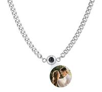 XUANPAI Custom Photo Necklace for Women Men, Personalized 6-Facet Projection Pendant with Picture, 17.71"+1.96" Adjustable Stainless Steel Chain, Memorial Keepsake Gift for Her Him
