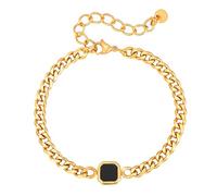 XUANPAI Customized Men's Bracelet - 18+5cm Adjustable Stainless Steel & Full-Cut Acrylic Cuboid Link Chain Bracelet for Men, Engraved Gift for Him, Husband, Boyfriend, Father (Gold) (Gold)
