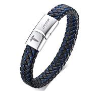XUANPAI Epilepsy Handmade Braided Bangle Magnetic Closure Leather Emergency Medical Alert ID Bracelets for Men